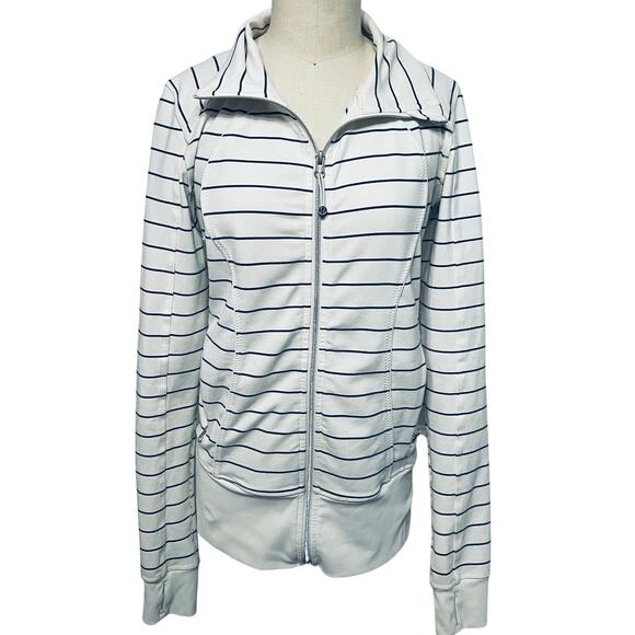 Lululemon Nice Asana Jacket Slalom Stripe Angel Wing / Angel Wing Size 8 - Picture 2 of 10